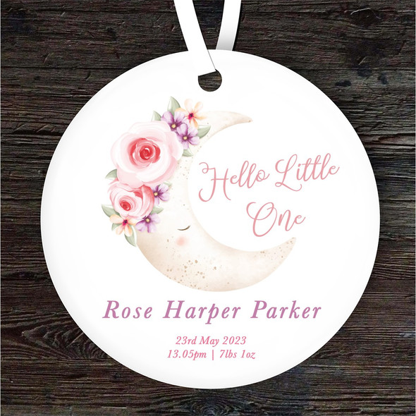 FREE WITH ORDERS OVER £20! - New Baby Sleeping Moon Round Personalised Gift Keepsake Hanging Ornament Plaque