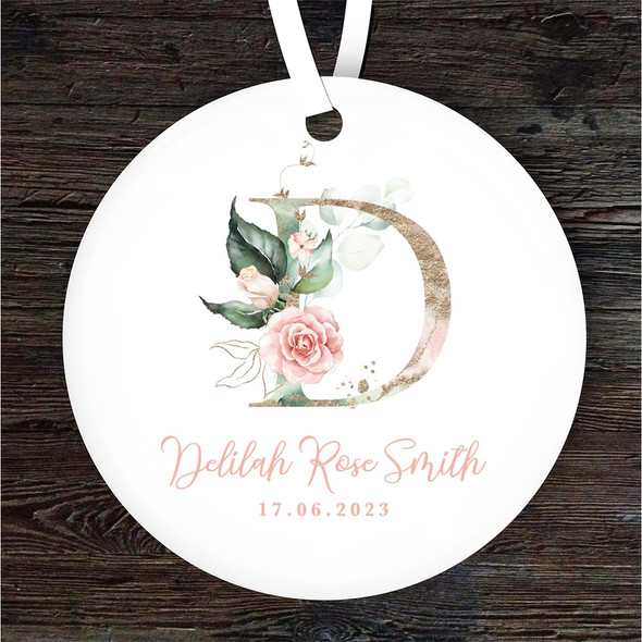 FREE WITH ORDERS OVER £20! - New Baby Girl Alphabet Letter D Personalised Gift Keepsake Hanging Ornament