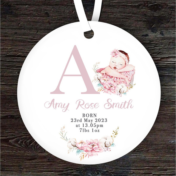FREE WITH ORDERS OVER £20! - New Baby Girl New Baby Letter A Personalised Gift Keepsake Hanging Ornament