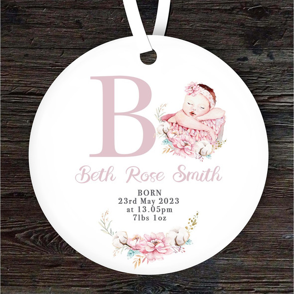 FREE WITH ORDERS OVER £20! - New Baby Girl New Baby Letter B Personalised Gift Keepsake Hanging Ornament