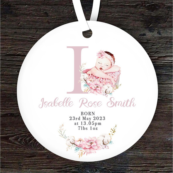 FREE WITH ORDERS OVER £20! - New Baby Girl New Baby Letter I Personalised Gift Keepsake Hanging Ornament