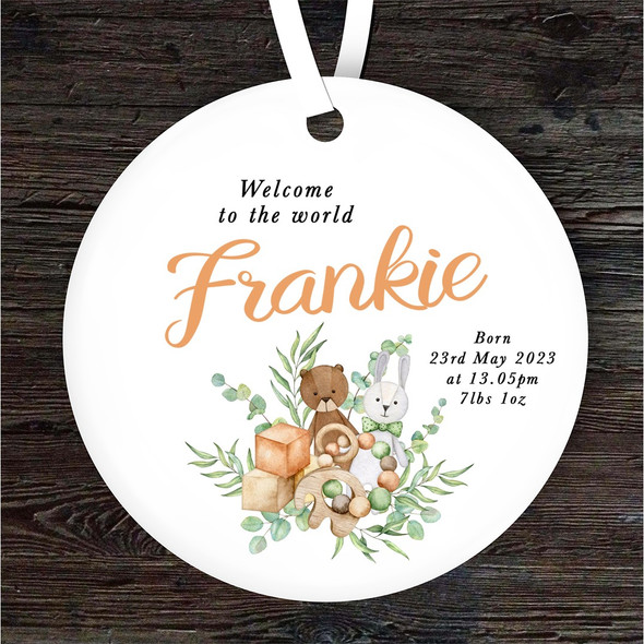 FREE WITH ORDERS OVER £20! - New Baby Cute Toys Round Personalised Gift Keepsake Hanging Ornament Plaque