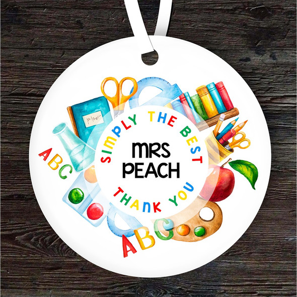 FREE WITH ORDERS OVER £20! - Simply The Best Thank You Teacher School Personalised Gift Hanging Ornament