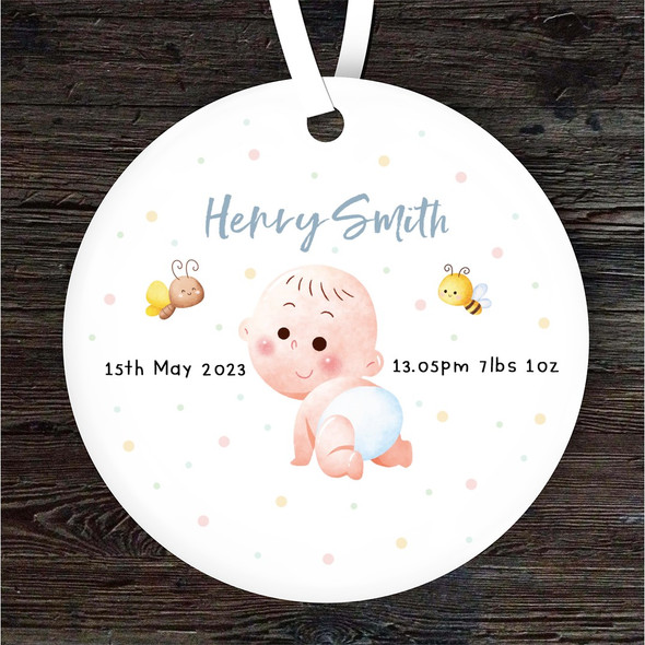 FREE WITH ORDERS OVER £20! - New Baby Birth Details Round Personalised Gift Keepsake Hanging Ornament Plaque FREE WITH ORDERS OVER £20! - New Baby Birth Details Round Personalised Gift Keepsake Hanging Ornament Plaque
