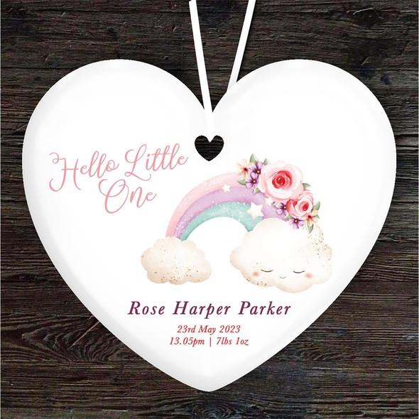 FREE WITH ORDERS OVER £20! - New Baby Pastel Rainbow Heart Personalised Gift Keepsake Hanging Ornament Plaque
