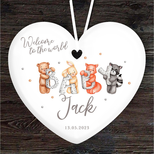 FREE WITH ORDERS OVER £20! - Animals New Baby Heart Personalised Gift Keepsake Hanging Ornament Plaque