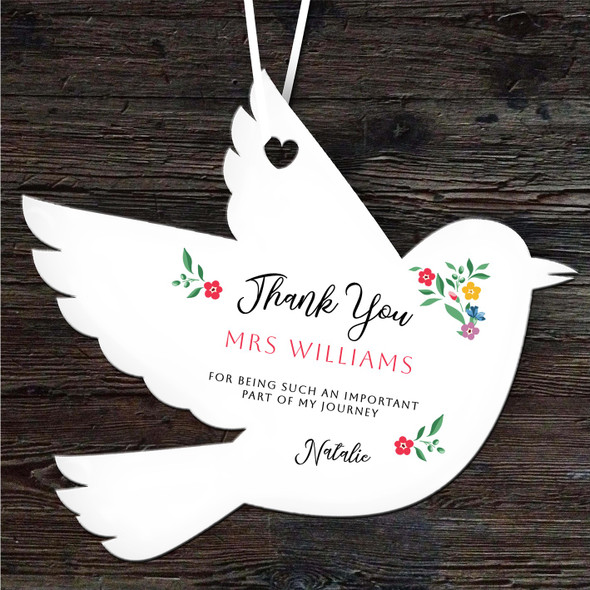 FREE WITH ORDERS OVER £20! - Thank You Teacher Bird Personalised Gift Keepsake Hanging Ornament Plaque