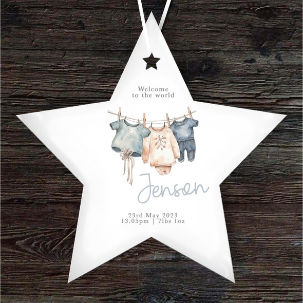 FREE WITH ORDERS OVER £20! - New Baby Clothes Star Personalised Gift Keepsake Hanging Ornament Plaque