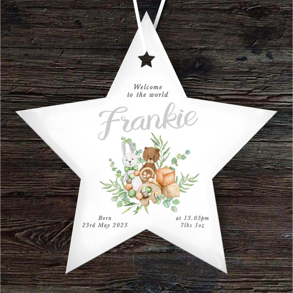 FREE WITH ORDERS OVER £20! - New Baby Toys Star Personalised Gift Keepsake Hanging Ornament Plaque