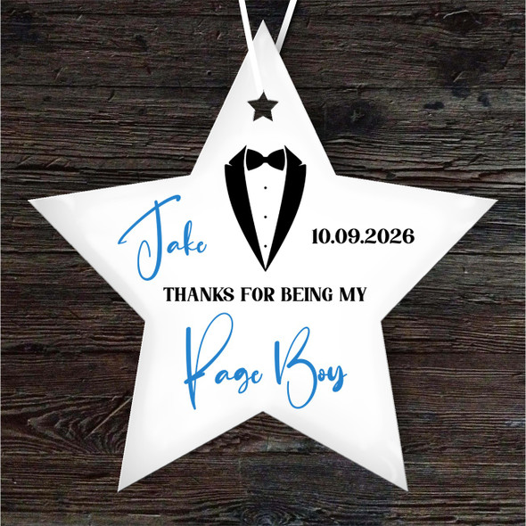 FREE WITH ORDERS OVER £20! - Suit Wedding Day Thank You Page Boy Star Personalised Gift Hanging Ornament