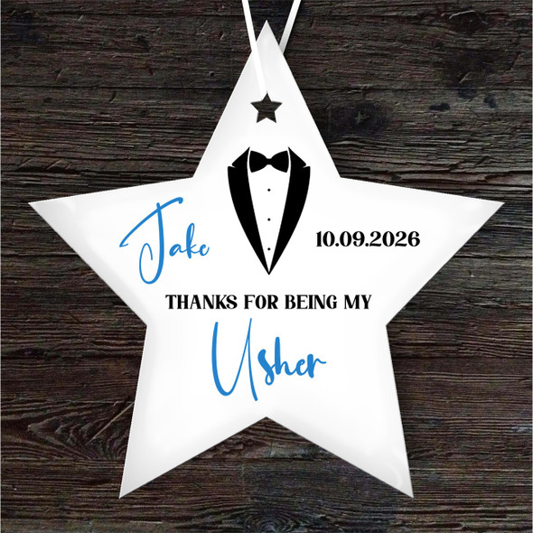 FREE WITH ORDERS OVER £20! - Suit Wedding Day Thank You Usher Star Personalised Gift Hanging Ornament