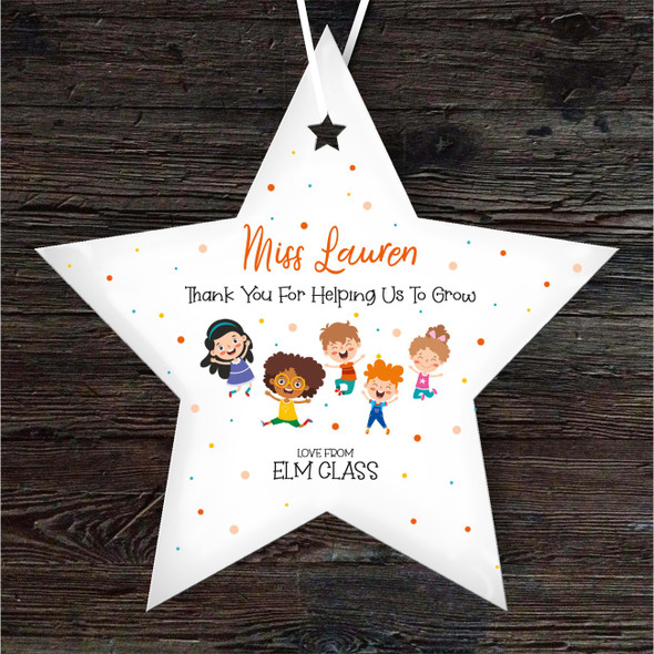 FREE WITH ORDERS OVER £20! - Thank You Teacher Happy Kids Class Star Personalised Gift Hanging Ornament