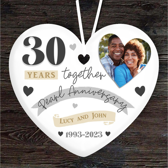 FREE WITH ORDERS OVER £20! - 30 Years 30th Wedding Anniversary Pearl Heart Personalised Gift Hanging Ornament FREE WITH ORDERS OVER £20! - 30 Years 30th Wedding Anniversary Pearl Heart Personalised Gift Hanging Ornament