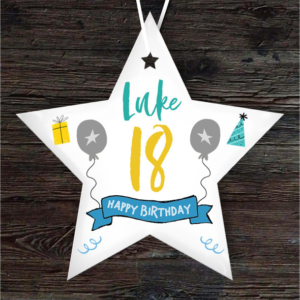 FREE WITH ORDERS OVER £20! - 18th Birthday Star Blue and Grey Star Personalised Gift Keepsake Hanging Ornament