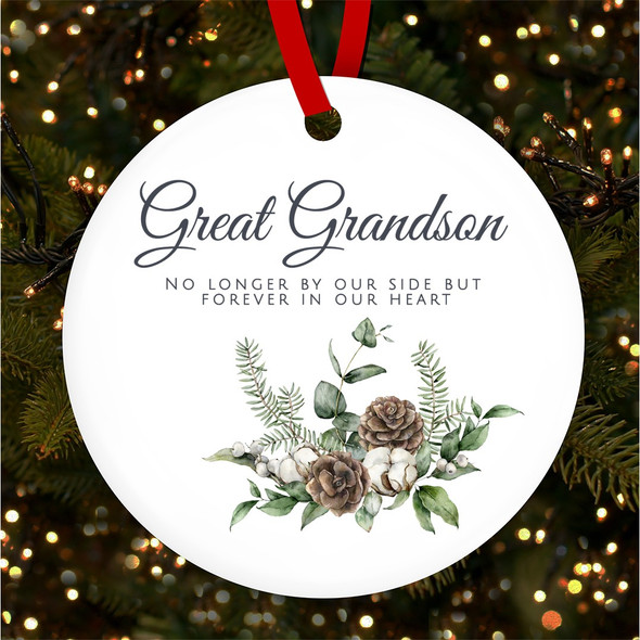 FREE WITH ORDERS OVER £20! - Great Grandson Memorial White Pine Custom Christmas Tree Bauble Decoration