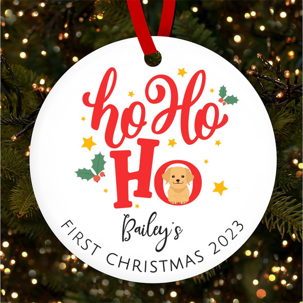 FREE WITH ORDERS OVER £20! - Ho Ho Ho Dogs First Puppy Style 14 Custom Christmas Tree Ornament Decoration