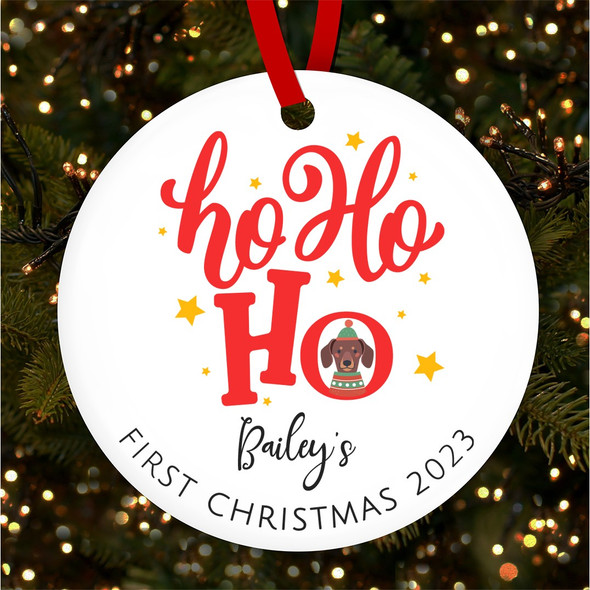 FREE WITH ORDERS OVER £20! - Ho Ho Ho Dogs First Puppy Style 2 Custom Christmas Tree Ornament Decoration