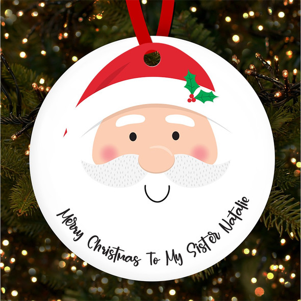 FREE WITH ORDERS OVER £20! - Sister Santa Claus Head Personalised Christmas Tree Ornament Decoration
