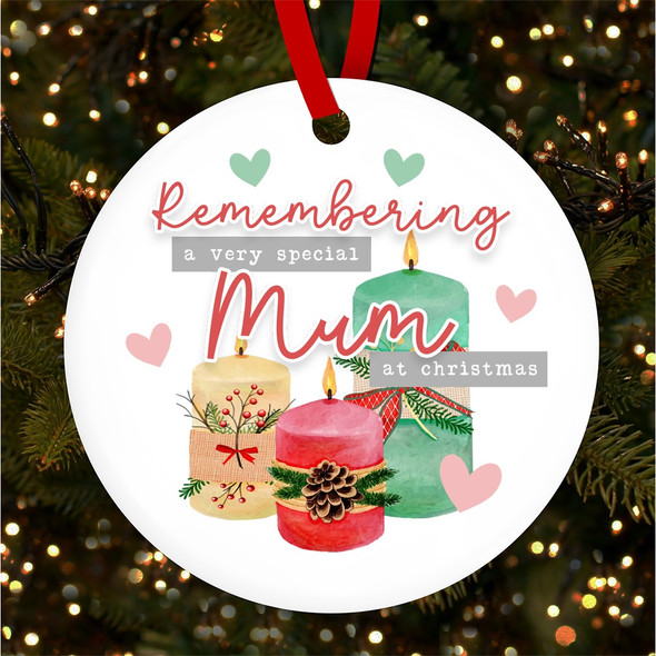 FREE WITH ORDERS OVER £20! - Remembering A Mum Memorial Candles Custom Christmas Tree Bauble Decoration