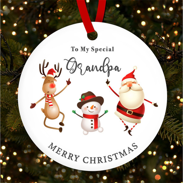 FREE WITH ORDERS OVER £20! - Grandpa Characters Santa Reindeer Custom Christmas Tree Bauble Decoration