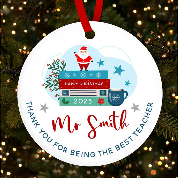 FREE WITH ORDERS OVER £20! - Thank You Best Teacher Books Class Custom Christmas Tree Ornament Decoration