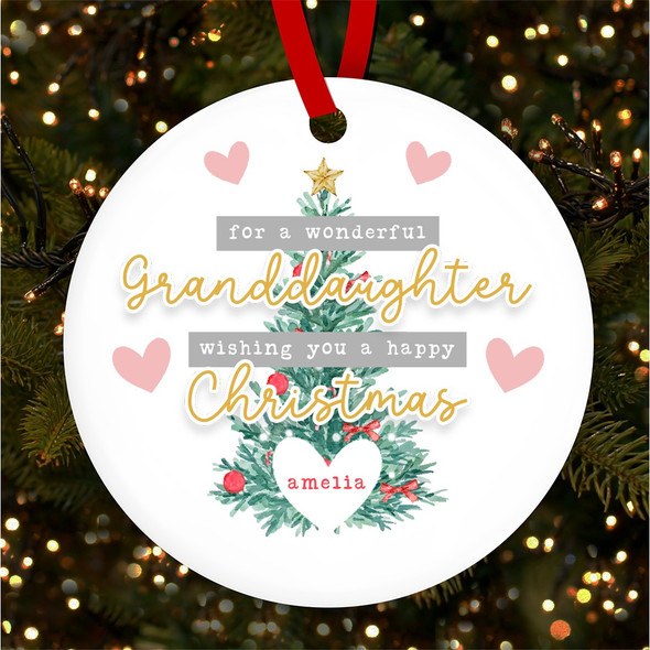 FREE WITH ORDERS OVER £20! - Wonderful Granddaughter Tree Personalised Christmas Tree Ornament Decoration