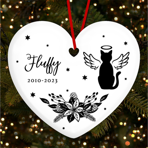 FREE WITH ORDERS OVER £20! - Memorial Angel Cat Pet Loss Personalised Christmas Tree Ornament Decoration