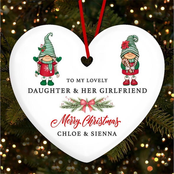 FREE WITH ORDERS OVER £20! - Daughter Her Girlfriend Pair Of Female Gnomes Custom Christmas Tree Decoration