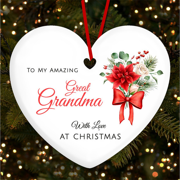 FREE WITH ORDERS OVER £20! - Great Grandma Winter Red and White Personalised Christmas Tree Ornament Decoration
