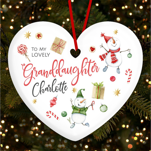 FREE WITH ORDERS OVER £20! - Lovely Granddaughter Snowman Icons Custom Christmas Tree Ornament Decoration