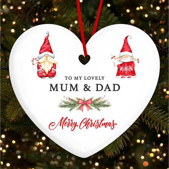 FREE WITH ORDERS OVER £20! - Mum And Dad Merry Pair Of Gnomes Personalised Christmas Tree Ornament Decoration
