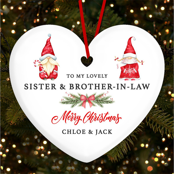 FREE WITH ORDERS OVER £20! - Sister Brother-In-Law Pair Of Gnomes Custom Christmas Tree Ornament Decoration