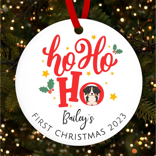 FREE WITH ORDERS OVER £20! - Bernese Mountain Puppy 1st Ho Ho Ho Custom Christmas Tree Ornament Decoration