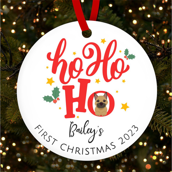 FREE WITH ORDERS OVER £20! - German Shepherd Puppy 1st Ho Ho Ho Custom Christmas Tree Ornament Decoration