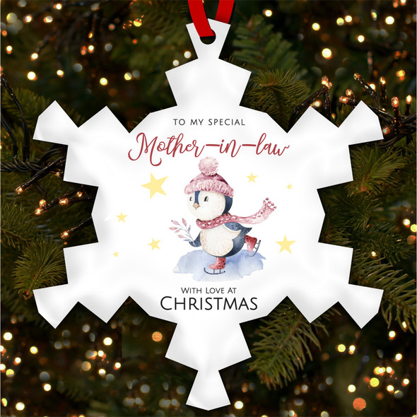 FREE WITH ORDERS OVER £20! - Special Mother-In-Law Penguin Skating Custom Christmas Tree Ornament Decoration