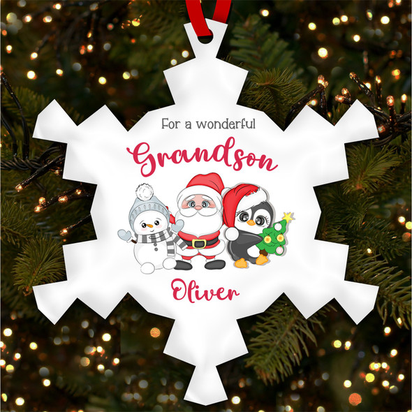 FREE WITH ORDERS OVER £20! - Wonderful Grandson Santa Characters Custom Christmas Tree Ornament Decoration