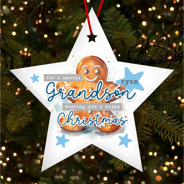 FREE WITH ORDERS OVER £20! - Special Grandson Gingerbread Man Personalised Christmas Tree Ornament Decoration