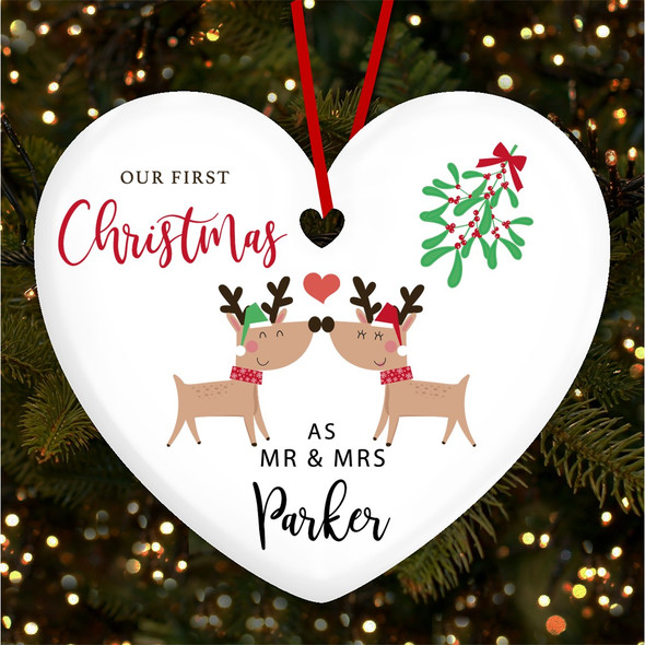 FREE WITH ORDERS OVER £20! - 1st As Married Mr Mrs Reindeer Couple Custom Christmas Tree Ornament Decoration FREE WITH ORDERS OVER £20! - 1st As Married Mr Mrs Reindeer Couple Custom Christmas Tree Ornament Decoration