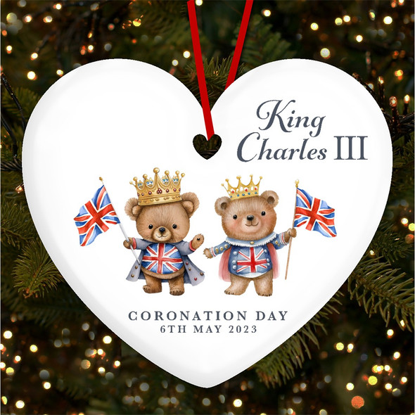 FREE WITH ORDERS OVER £20! - Teddy Bears UK King Charles III Coronation Souvenir Heart Hanging Ornament