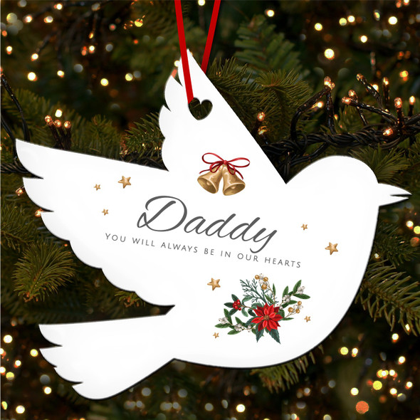 FREE WITH ORDERS OVER £20! - Daddy Memorial Winter Red Stars Personalised Christmas Tree Ornament Decoration