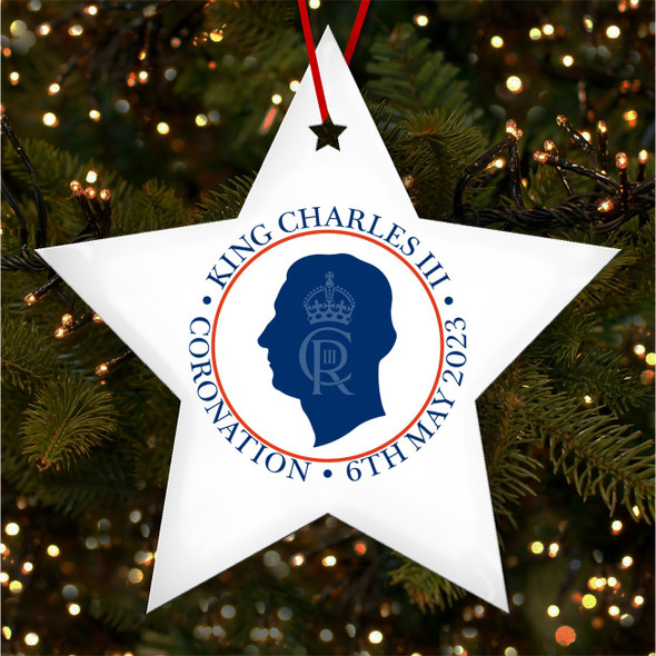 FREE WITH ORDERS OVER £20! - Silhouette Profile King Charles III Coronation Souvenir Star Hanging Ornament