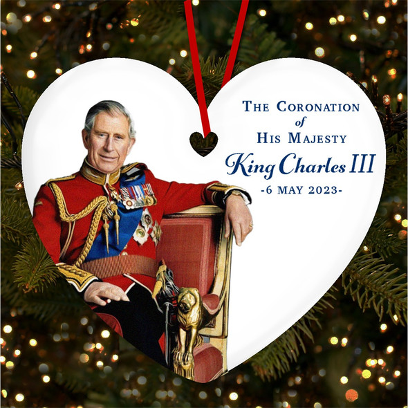 FREE WITH ORDERS OVER £20! - His Majesty King Charles III Coronation Souvenir Heart Hanging Ornament