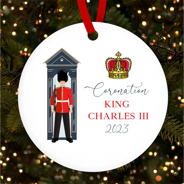 FREE WITH ORDERS OVER £20! - Guard King Charles III Coronation Souvenir Round Hanging Ornament