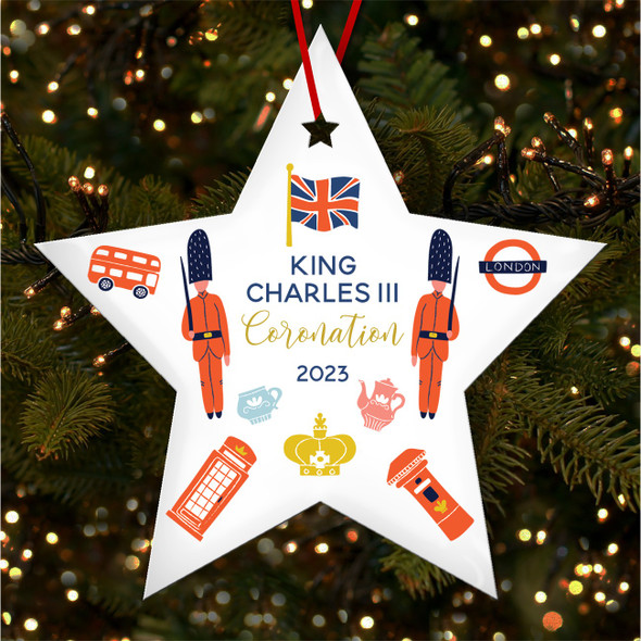 FREE WITH ORDERS OVER £20! - London Icons King Charles III Coronation Souvenir Star Hanging Ornament