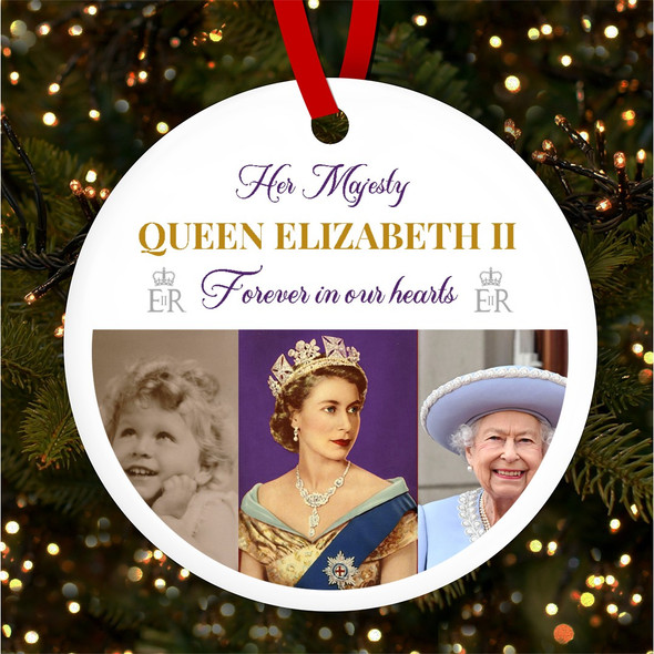 FREE WITH ORDERS OVER £20! - Queen Elizabeth II In Our Hearts Personalised Christmas Tree Ornament Decoration