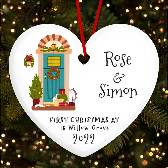 FREE WITH ORDERS OVER £20! - First At Home Winter Door Heart Personalised Christmas Tree Ornament Decoration