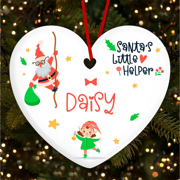 FREE WITH ORDERS OVER £20! - Girl Elf Stars Heart Bauble Personalised Christmas Tree Ornament Decoration