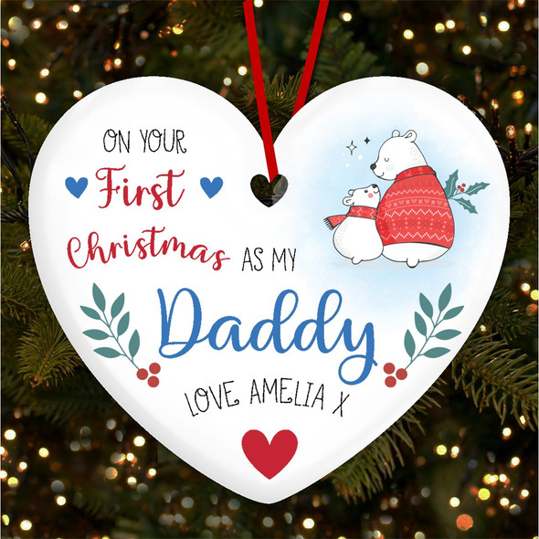 FREE WITH ORDERS OVER £20! - Your First As My Daddy Bear Personalised Christmas Tree Ornament Decoration
