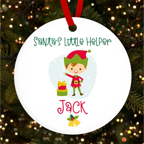 FREE WITH ORDERS OVER £20! - Brown Hair Elf Personalised Christmas Tree Ornament Decoration