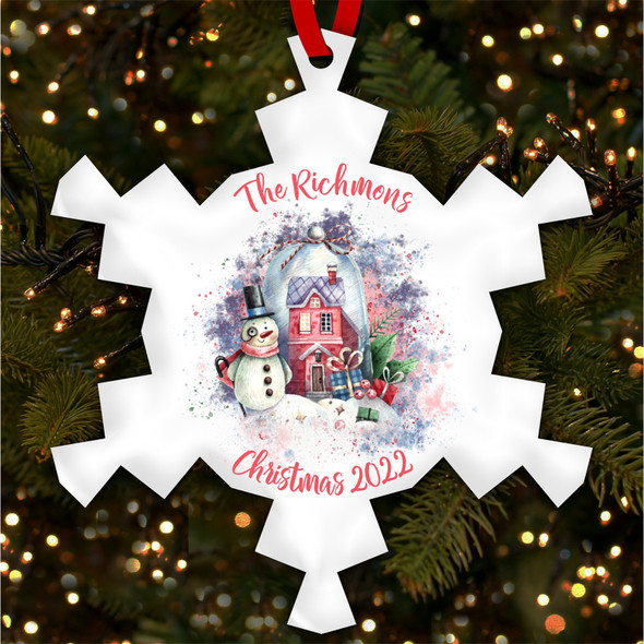 FREE WITH ORDERS OVER £20! - Snow Globe Snowman Family Personalised Christmas Tree Ornament Decoration